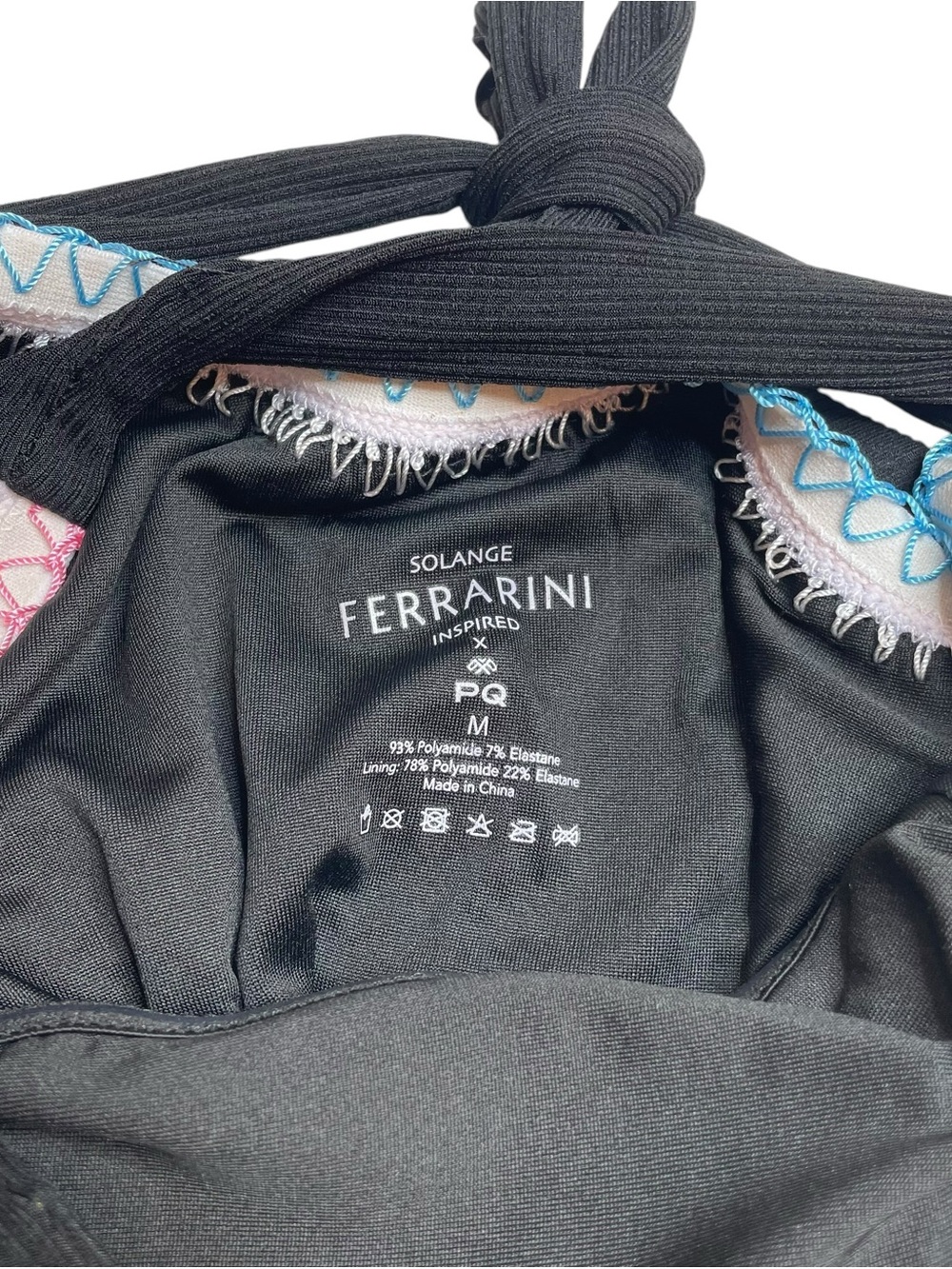 PQ Swim x Solange Ferrarini Crochet Trim One Piece Swim Suit Black Medium New - Picture 6 of 6